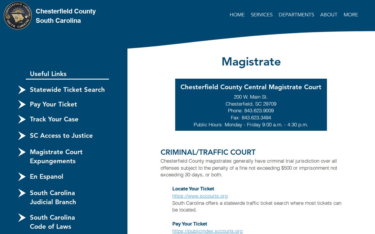 Chesterfield County Detention Center release and Bond Court information